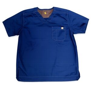Men’s Medium Carhartt Scrub Top – Navy Blue V-Neck Workwear – Durable